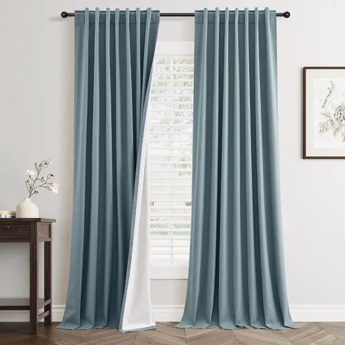 Miniatura 21 de Cortinas Opacas de Lino Beige Blanco de 84 Pulgadas de Largo, Juego de 2 Paneles para Sala de Estar y Dormitorio, Térmicas con Reducción de Ruido