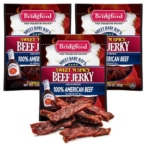 Miniatura 17 de Bridgford Sweet Baby Ray's Beef Jerky Honey BBQ de 3.25 onzas, paquete de 2 – Cecina alta en proteínas para impulso de energía del mediodía