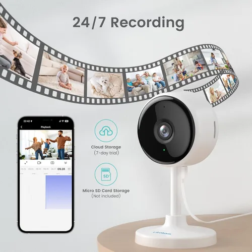 Miniatura 7 de litokam Cámaras interiores para seguridad del hogar con visión nocturna, cámara para mascotas con aplicación de teléfono, cámara de seguridad WiFi