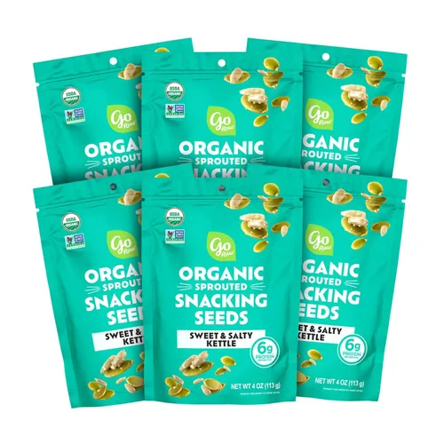Miniatura 9 de Semillas para aperitivo germinadas orgánicas con sal marina y pimienta de Go Raw, 4 oz, paquete de 6, semillas de calabaza y girasol, Keto, Kosher