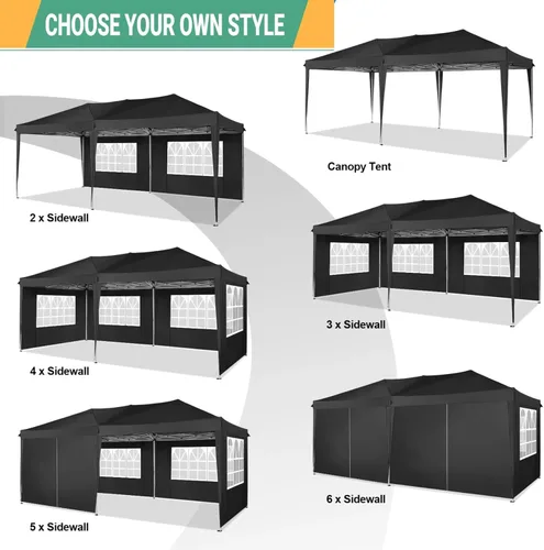 Miniatura 7 de COBIZI - Toldo desplegable de 10 x 20 pies con 6 paredes, impermeable y con protección UPF 50+, ideal para bodas, fiestas, eventos al aire libre