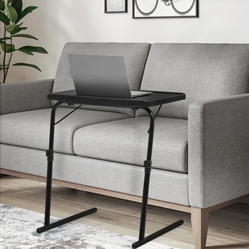 Miniatura 2 de Magshion Bandeja de TV inclinable ajustable de 22 pulgadas, mesa para cena en cama o sofá, cómoda mesa negra plegable con 3 ajustes de ángulo