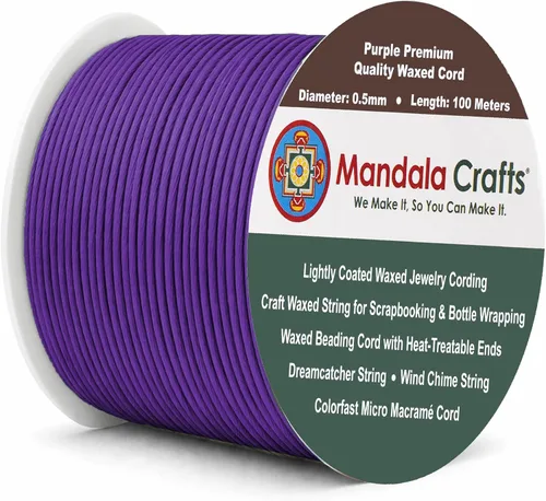 Miniatura 218 de Cuerda Mandala Crafts 0.03 pulgadas 109 yardas para hacer joyería, artesanía, macramé, cuerda de algodón encerado Negro