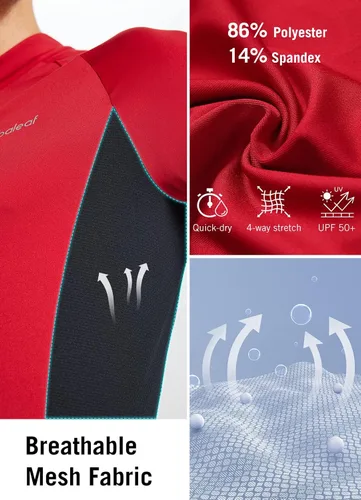 Miniatura 3 de BALEAF Camiseta de ciclismo de manga larga para hombre, para ciclismo de carretera, para bicicleta de montaña, bolsillos con cremallera completa