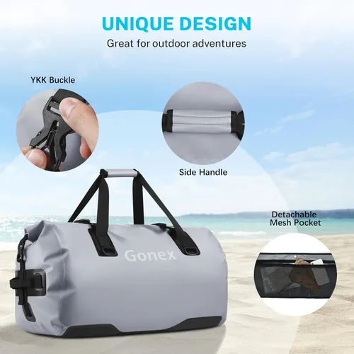Miniatura 4 de Gonex Bolsa de lona impermeable extra grande de 40 L, 60 L, 80 L, bolsa de lona seca de viaje, bolsa resistente con correas y asas duraderas