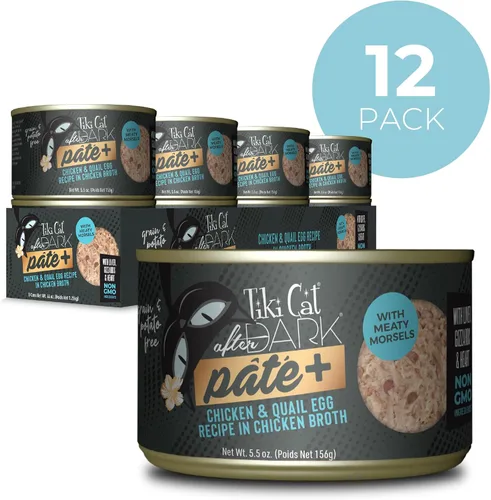 Miniatura 2 de Tiki Cat After Dark Pate+ huevo de pollo y codorniz, latas de 5.5 onzas (paquete de 8)