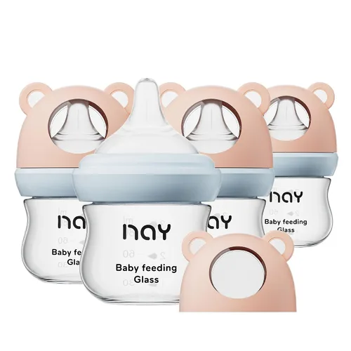 Miniatura 8 de yanyoyo Biberón de vidrio natural para bebés que amamantan, biberón anticólicos de 8 onzas con pezón de respuesta natural (M), transparente, cuello