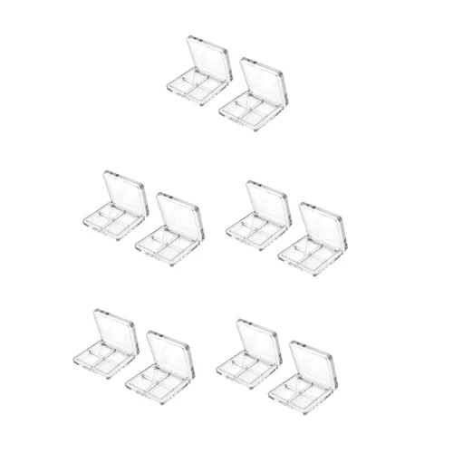 Miniatura 10 de Beaupretty 4 piezas vacía sombra de ojos paleta 4 rejillas sombra de ojos lápiz labial caja de almacenamiento transparente maquillaje DIY cosméticos