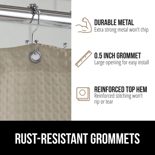 Miniatura 5 de GORILLA GRIP - Cortina de regadera con textura de gofre, tela gruesa y pesada, 72 x 78 pulgadas, resistente a arrugas y óxido, diseño clásico