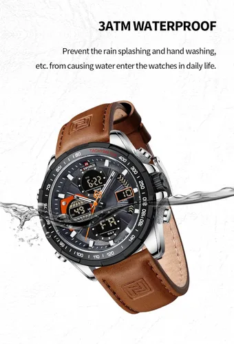Miniatura 5 de NAVIFORCE Relojes digitales militares para hombre reloj analógico de cuarzo impermeable reloj deportivo multifuncional de cuero