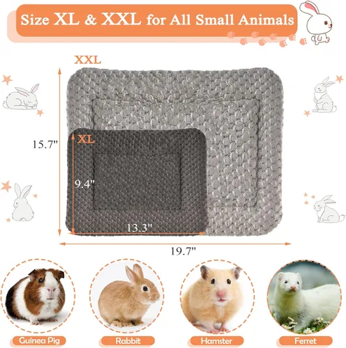 Miniatura 5 de Tapete para cama de animales pequeños, suave y cálido, adecuado para conejillo de indias, hámster, conejo, rata y dragón barbudo (XXL