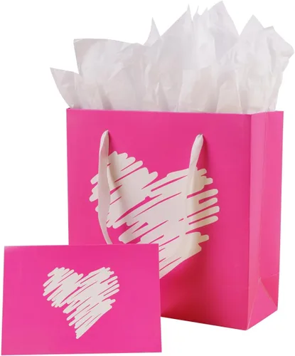 Miniatura 13 de ysmile Pequeña bolsa de regalo negra con papel de seda para hombres, fiesta de cumpleaños, aniversario, día del padre, 7.8 pulgadas, corazón dorado