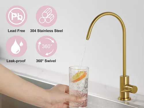 Miniatura 2 de Tohlar Grifo de Agua Potable para Fregadero de Cocina, Grifos de Agua Filtrada Dorados Grifo de Ósmosis Inversa Libre de Plomo Sistema de Filtración