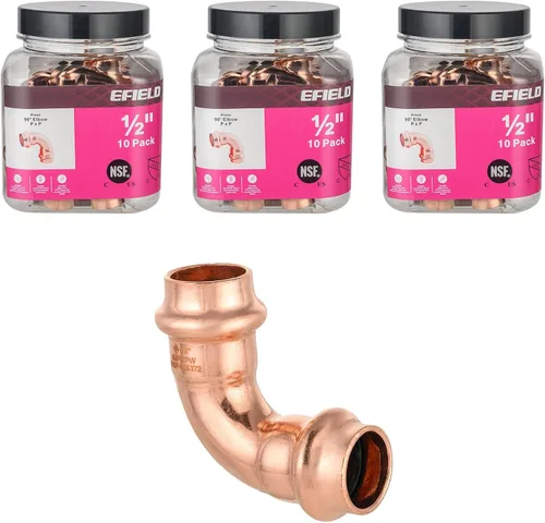 Miniatura 20 de EFIELD - Prensa de cobre de 1 x 1 pulgada (paquete de 5) accesorios de codo de 90 grados para conexión de tubo de cobre