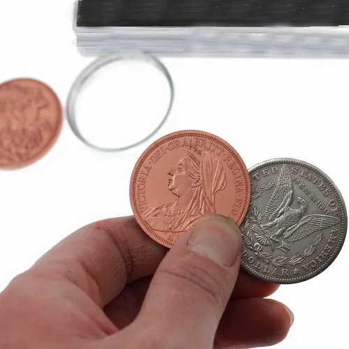 Miniatura 3 de ZQION Scotch & Soda de Oliver Magic (Morgan Dollar y Queen Victoria Ancient Moneda) Trucos de magia Moneda Gimmick Accesorios de Magia
