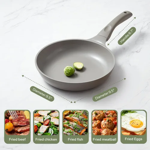 Miniatura 9 de Sartén antiadherente Redchef, sartén antiadherente de cerámica, sartenes para huevos y tortillas, sin tóxicos, utensilios de cocina saludables, Gris