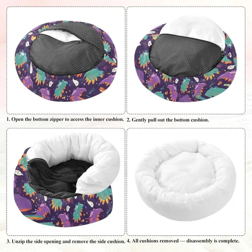 Miniatura 7 de Pet Dog Bed Calming Anti Anxiety Fluffy Cat Cave Bed for Extra Small Size Pets Sleeping S Cute Dinosaur Cartoon Halloween Witch Spiders Web