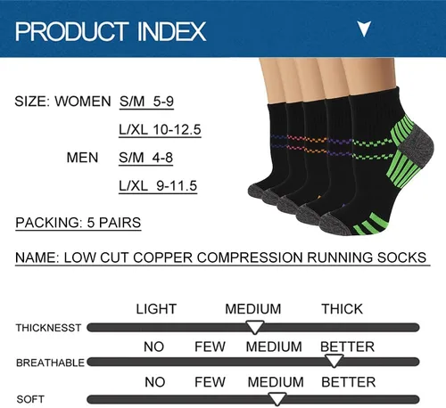 Miniatura 6 de Iseasoo Copper Compression Socks for Men & Women Circulation-Ankle Plantar Fasciitis Socks Support for Athletic Running