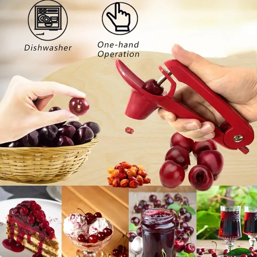 Miniatura 2 de Herramienta para picar cerezas, herramienta de picadura de acero inoxidable resistente, herramienta portátil de semillas de cerezas con diseño