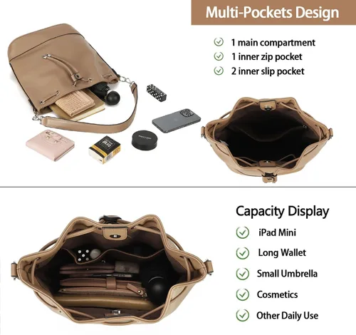 Miniatura 4 de AFKOMST Bolsos y monederos para mujer con cordón y bolsos de hombro con 2 correas desmontables