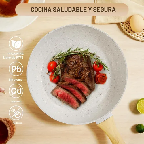Miniatura 3 de EWFEN - Juego de 25 piezas de ollas y sartenes, juego de utensilios de cocina de cerámica antiadherente, saludable, no tóxico, gran capacidad