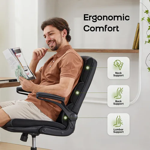 Miniatura 4 de Silla de Oficina Ajustable Silla de Escritorio Respaldo Medio Ejecutiva Cómoda Cuero Sintético Ergonómico Soporte para la Espalda Silla de Blanco