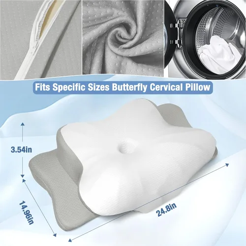 Miniatura 2 de TOPPURE Funda de almohada suave y fría solo para almohada cervical, funda de almohada para almohada cervical de espuma viscoelástica