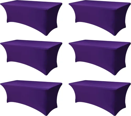 Miniatura 15 de Funda Elástica para Mesa para Mesas Rectangulares de 4 pies - Paquete de 8 Manteles de Spandex Azul Aguamarina con Elástico - Para Mesas Plegables