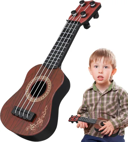 Toddmomy Ukelele para niños, juguete de guitarra de 4 cuerdas, pequeño instrumento musical para niños pequeños, educación temprana, guitarra para
