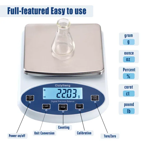 Miniatura 4 de Balanza de laboratorio Balanza electrónica 176.37 oz x 0.00 oz laboratorio de alta precisión Balanza analítica digital Escala de gramo 0.00 oz