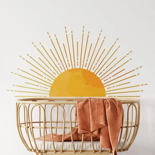Miniatura 10 de 45.6 x 23.8 pulgadas, diseño bohemio de medio sol, calcomanías de pared removibles para pared, vinilo para despegar y pegar, calcomanías de medio
