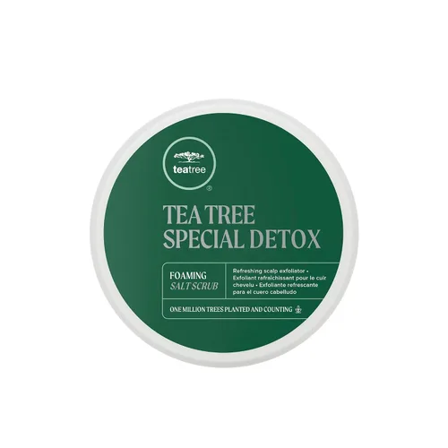 Tea Tree Exfoliante especial de sal espumosa de desintoxicación, exfolia, refresca el cuero cabelludo, para todo tipo de cabello, 6.5 onzas.