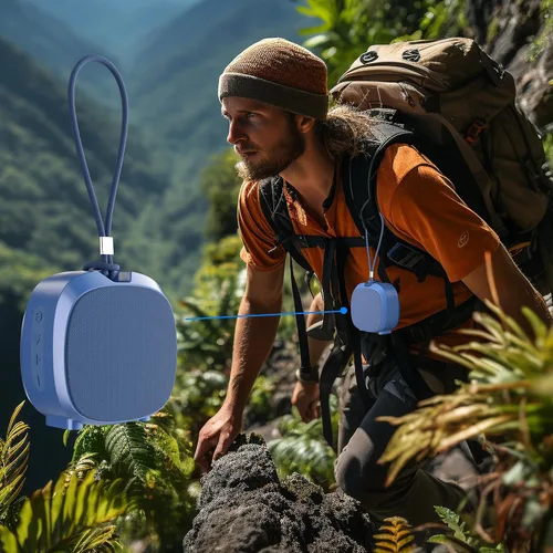 Miniatura 5 de PEICHENG Altavoz, pequeño altavoz portátil Bluetooth inalámbrico IPX5 impermeable para ducha, sonido estéreo fuerte, graves profundos, Azul