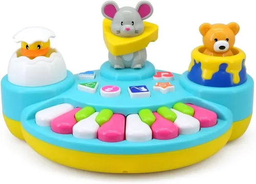 Miniatura 6 de Kiddieland Cubo de actividad de luz y sonido para niños pequeños – teclas de piano musical, clasificador de formas de animales, 6 lados de juego