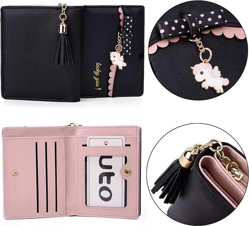 Miniatura 5 de UTO Wallet for Girls Cute Leather Vegan Small Women Tassel Pendant Card Holder Kawaii Coin Purse 1095