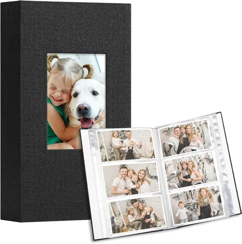 Miniatura 9 de Vienrose Álbum de fotos pequeño de 4 x 6 pulgadas, paquete de 2 mini libros de fotos con cubierta de lino, 26 páginas con capacidad para 52 Azul