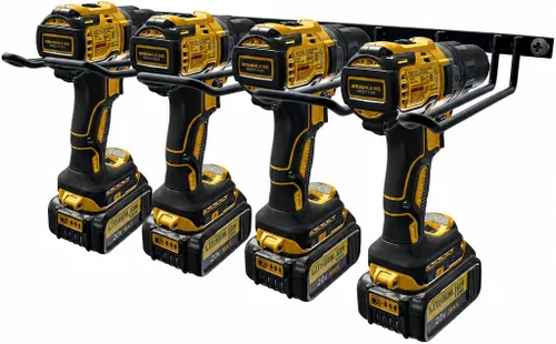 Miniatura 8 de Soporte para taladro, organizador de herramientas eléctricas, soporte de pared para 4 estantes de metal inalámbricos, estante de almacenamiento