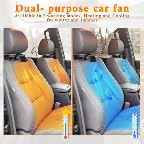 Miniatura 6 de Baquler 2 Piezas 12 V 150 W Calentador de Coche Ventilador Invierno Desempañador y Descongelador de Parabrisas Calentadores de Asiento 2 en 1