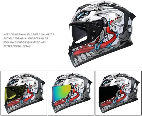 Miniatura 2 de Casco de motocicleta de cara completa unisex para adultos, aprobado por DOT, para motocicleta, ciclomotor, bicicleta de calle, carreras, casco