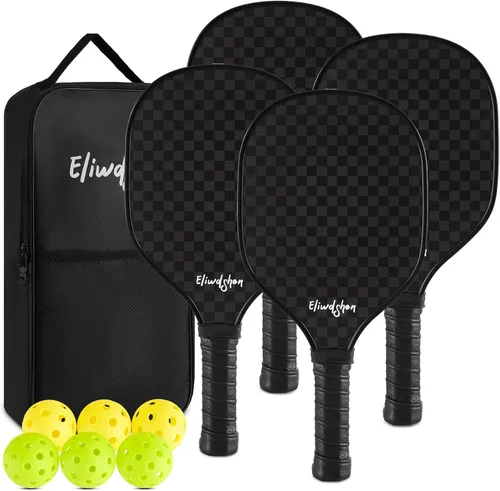 Juego de palas de pickleball Eliwdshen de 2 o 4 con pelotas de pickleball y bolsa | Las raquetas están fabricadas según los estándares de USAPA |