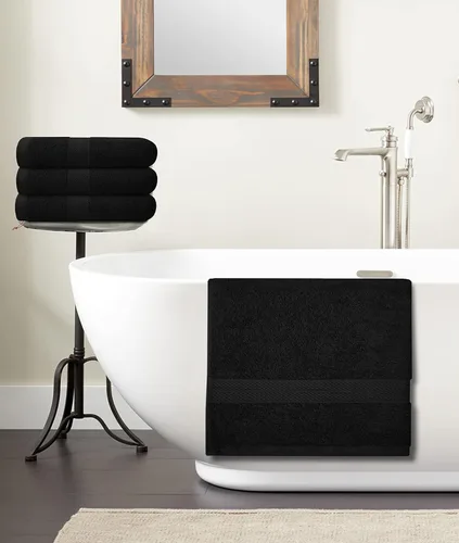 Miniatura 7 de Avalon Towels Toallas de baño para baño, 100% algodón, color negro, paquete de 6 (22 x 44 pulgadas), juego de toallas de baño de secado rápido