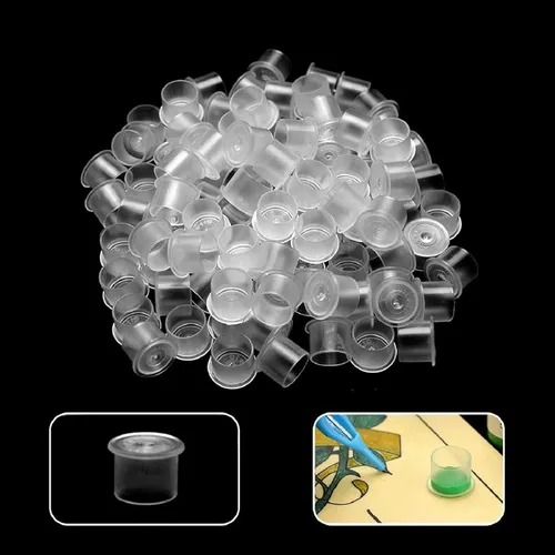 Miniatura 6 de Tapas de tinta para tatuajes – 300 tazas de tinta de tatuaje con base de tamaño mixto #11, tamaño pequeño #14, mediano #17, tapas grandes