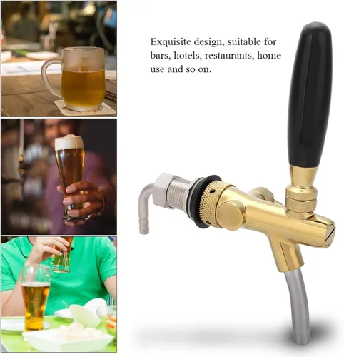 Miniatura 6 de Grifo de cerveza con control de flujo, grifo de cerveza ajustable de vástago largo, grifo de barril de cerveza Adurable, vástago cromado G5/8 grifo