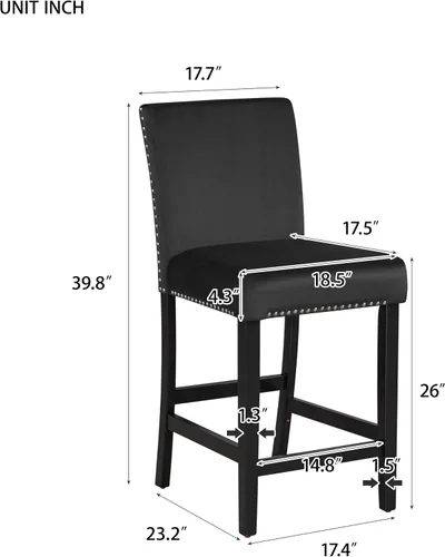 Miniatura 4 de RuiSiSi Juego de mesa de comedor de 5 piezas para 4 personas, mesa de cocina con parte superior de mármol sintético con 4 sillas tapizadas