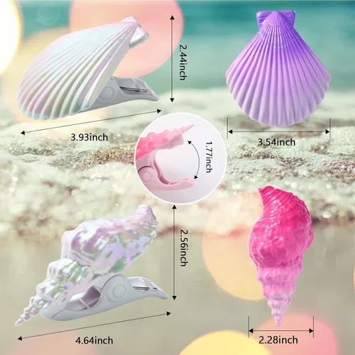 Miniatura 5 de Shells - Clips de toalla de playa para sillas de piscina, sillas de salón, estantes de secado, clips decorativos a prueba de viento, 4 piezas