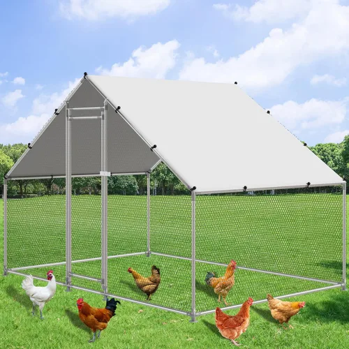 Miniatura 9 de NUGRIART Jaula grande de metal para gallinas, jaula de aves de corral, jaula para patos, casa con cubierta impermeable y anti-UV, galvanizada