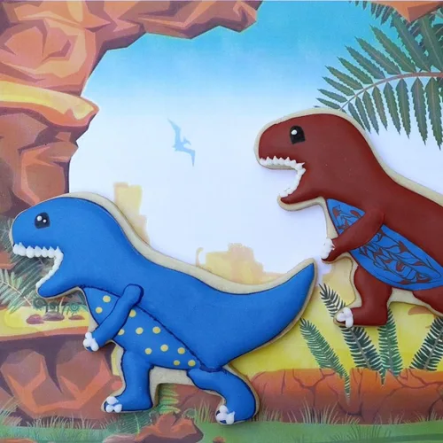 Miniatura 3 de Juego de cortador de galletas de dinosaurio, 8 piezas, acero inoxidable