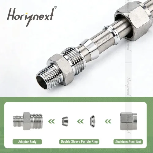 Miniatura 6 de Acoplamiento de compresión de acero inoxidable 304 para conectar tubo de 1/2 pulgada de diámetro exterior x rosca macho NPT de 1/4 pulgada