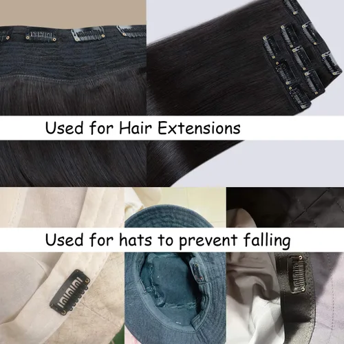 Miniatura 4 de Honbay 50 clips de presión en forma de U de 6 dientes para extensiones de cabello, 1.3 pulgadas (beige)