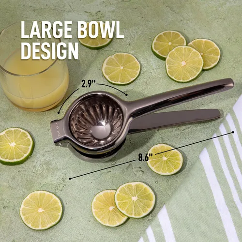 Miniatura 2 de Zulay Kitchen Exprimidor de limón de acero inoxidable, calidad premium, cuenco exprimidor de metal sólido resistente, exprimidor manual grande